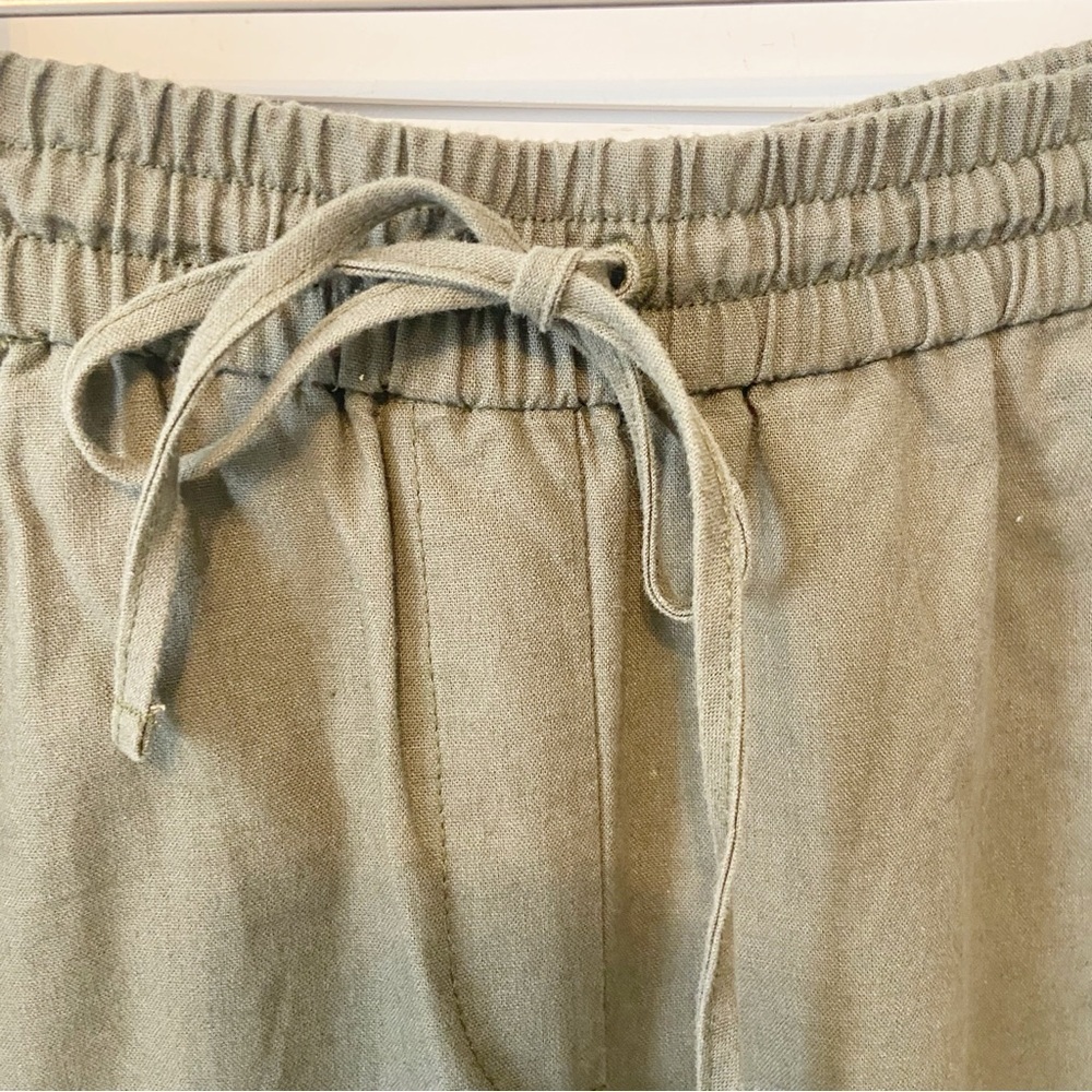 J.Crew Factory Linen Cotton Blend Drawstring Waist Straight Cuffed Pants Size 2 - Picture 6 of 10